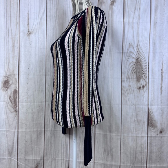 Marie Oliver Knit Sweater Striped Ribbed Cuffs Boat Neck Multi-Color Size Small - Picture 2 of 15